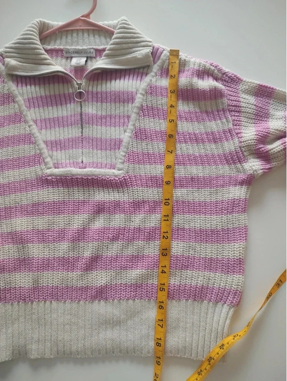 Sincerely Jules Pink and Cream Stripes Turtle Neck Sweater Size M